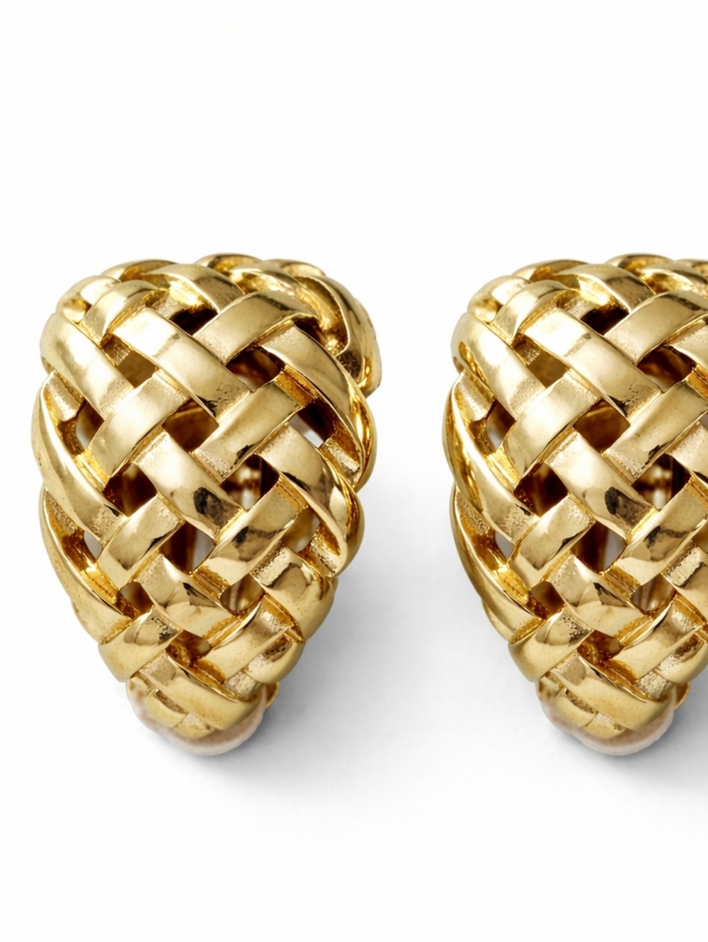 Vintage Givenchy Gold Tone Woven Knot Clip-On Earrings – Statement Designer - Picture 4 of 4